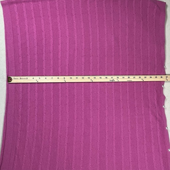 Cashmere Wool Blend Pink Scarf Pearl Accent Buttons Size 72" X 54" Cozy Soft - Picture 7 of 8